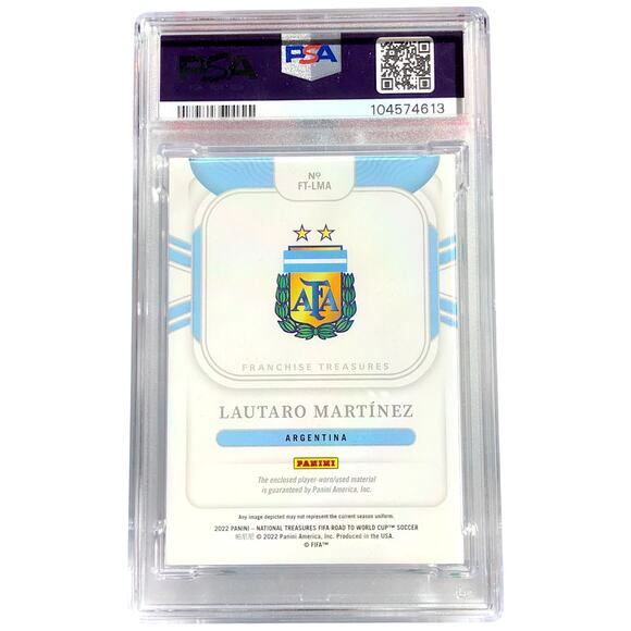 2022 Panini National Treasures Ruby #FT-LMA Lautaro Martinez Argentina /25 PSA 9 - Picture 2 of 8